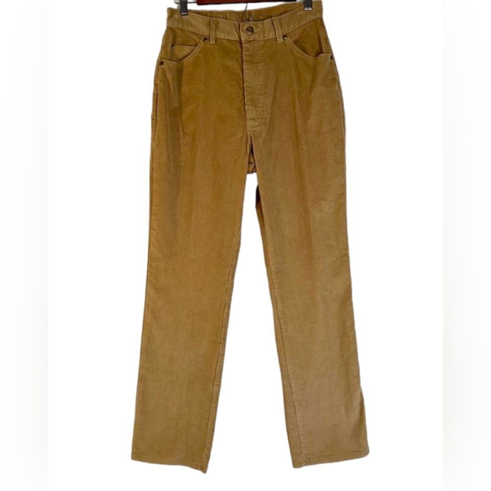 L.L. Bean Womens Vintage Tan Corduroy High Rise Jeans Trendy Hipster Size 12 USA